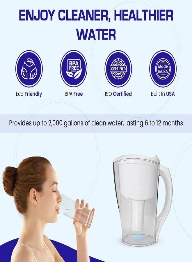 Crystal Quest Water Filter Pitcher- 12-Cup Capacity, Includes 1 Long-Life Filter, BPA Free, Meets NSF Standard 42 - Filters up to 2,000 Gallons - Alkalizing/White - Image 4